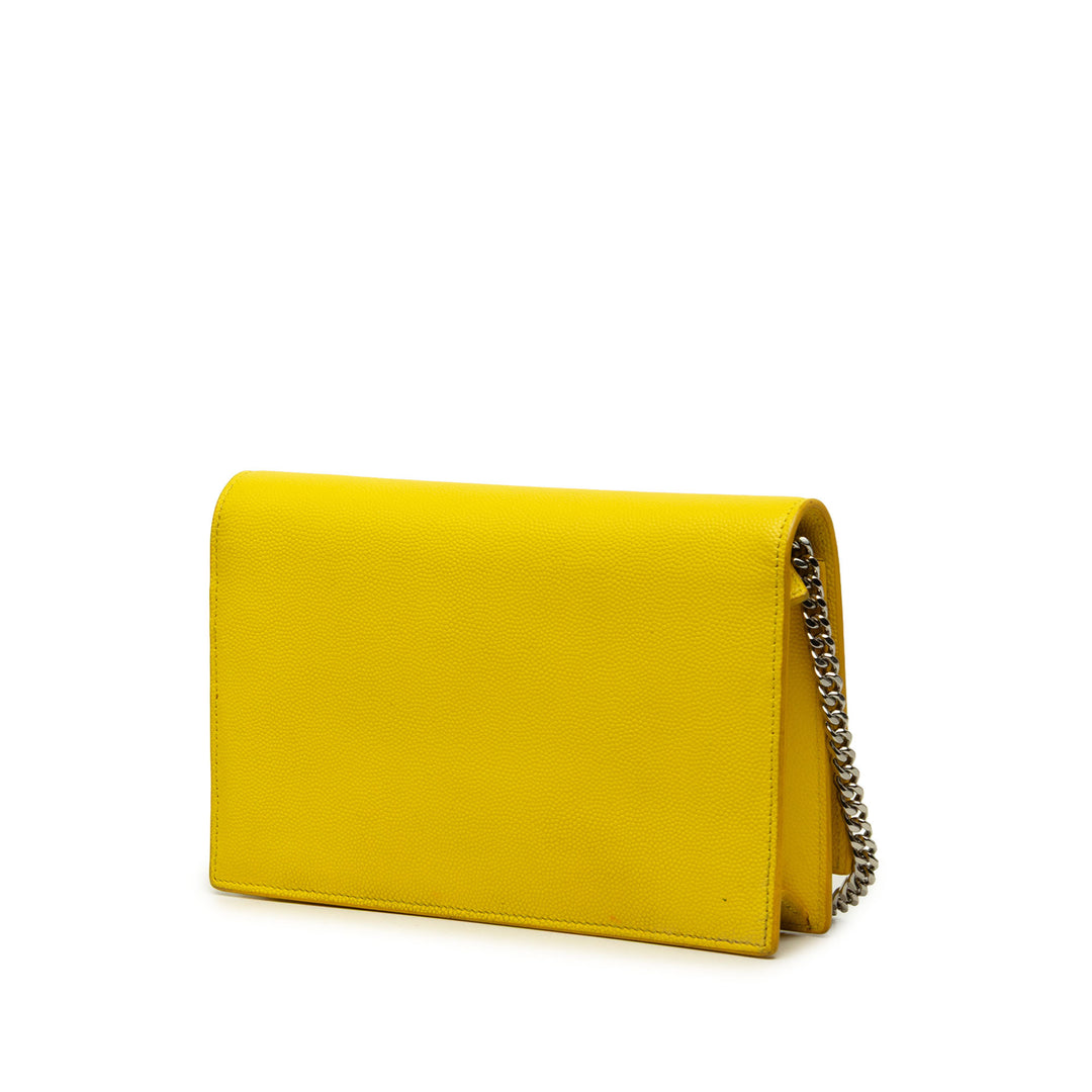 Saint Laurent Sac bandoulière Grain de Poudre Kate Pompon Wallet on Chain Monogram Jaune – vue 2 – GABY PARIS