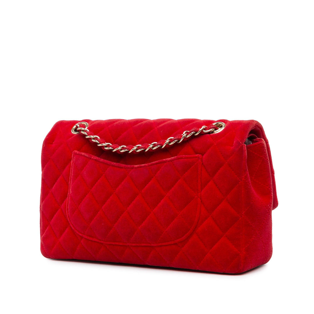 Medium Classic Velvet Double Flap Red - Gaby Paris