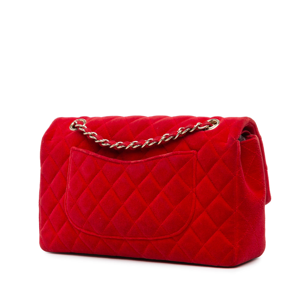 Medium Classic Velvet Double Flap Red - Gaby Paris