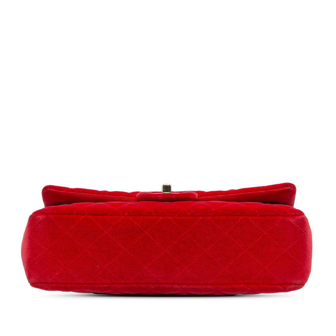 Medium Classic Velvet Double Flap Red - Gaby Paris