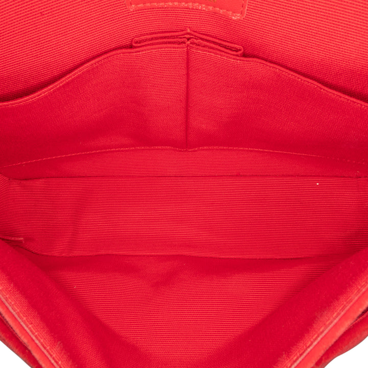 Medium Classic Velvet Double Flap Red - Gaby Paris