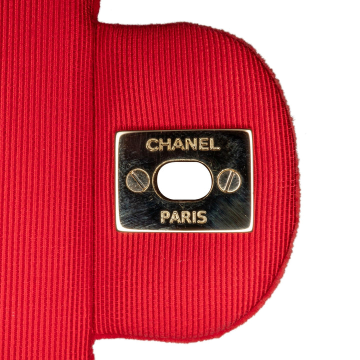 Medium Classic Velvet Double Flap Red - Gaby Paris