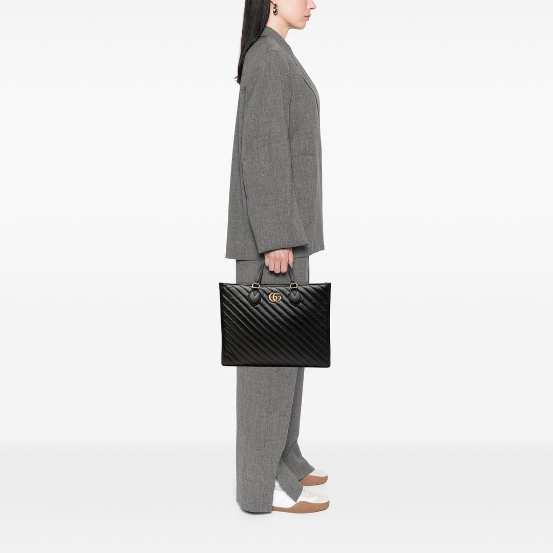 Gucci GG Marmont Matelasse Diagonal Cabas Moyen Cuir de veau