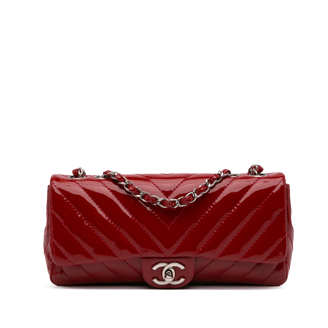 Classic Chevron Patent East West Single Flap Red - Gaby Paris