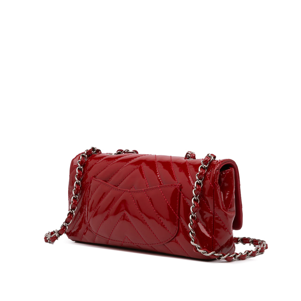 Classic Chevron Patent East West Single Flap Red - Gaby Paris