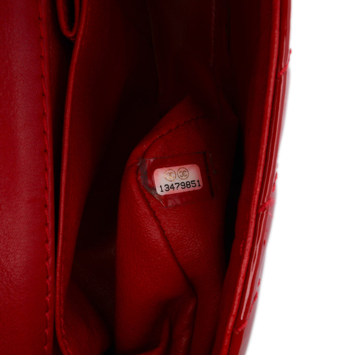 Classic Chevron Patent East West Single Flap Red - Gaby Paris