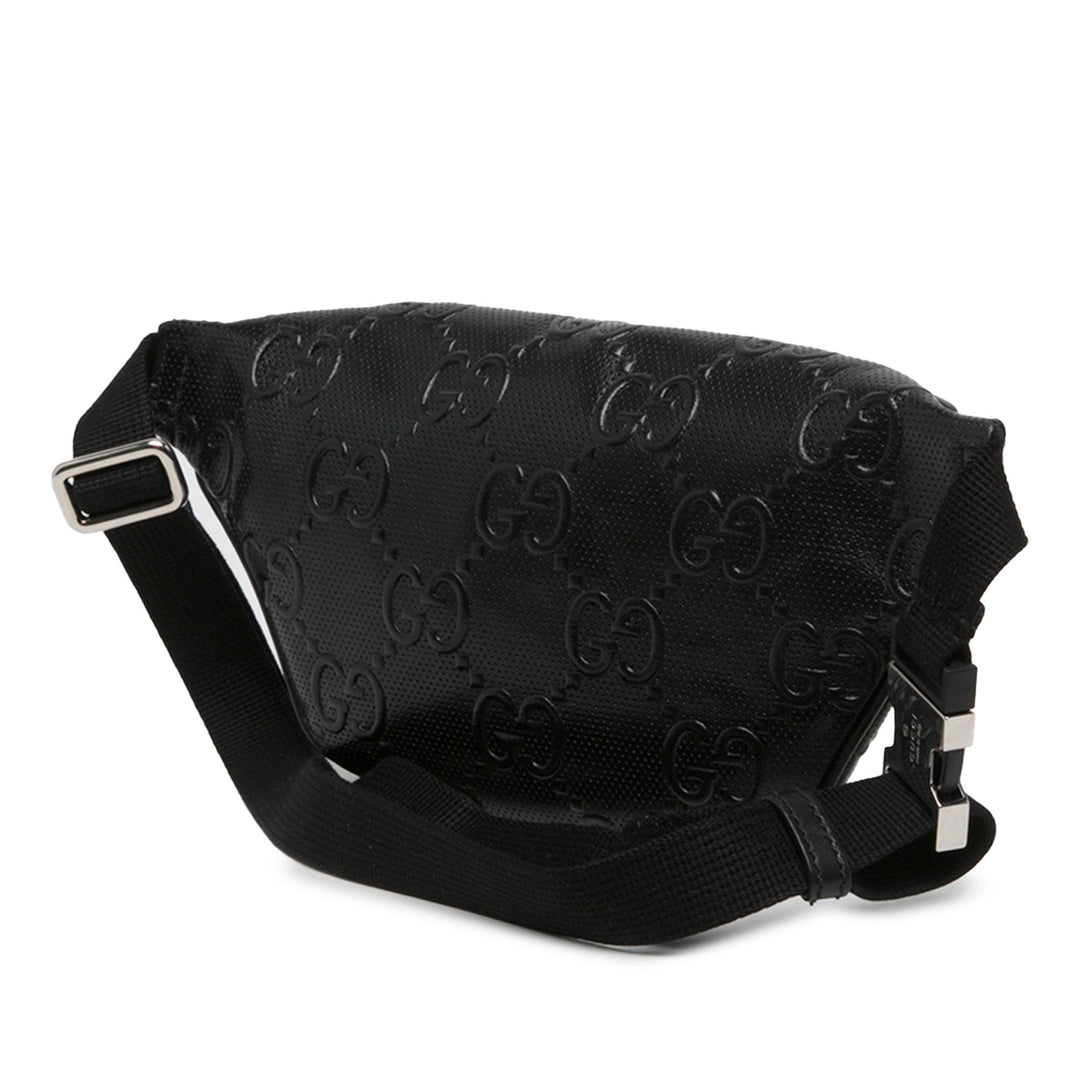 Gucci Ceinture GG embossé perforé Cuir de veau Noir – vue 2 – GABY PARIS