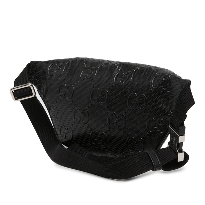 Gucci Ceinture GG embossé perforé Cuir de veau Noir – vue 2 – GABY PARIS