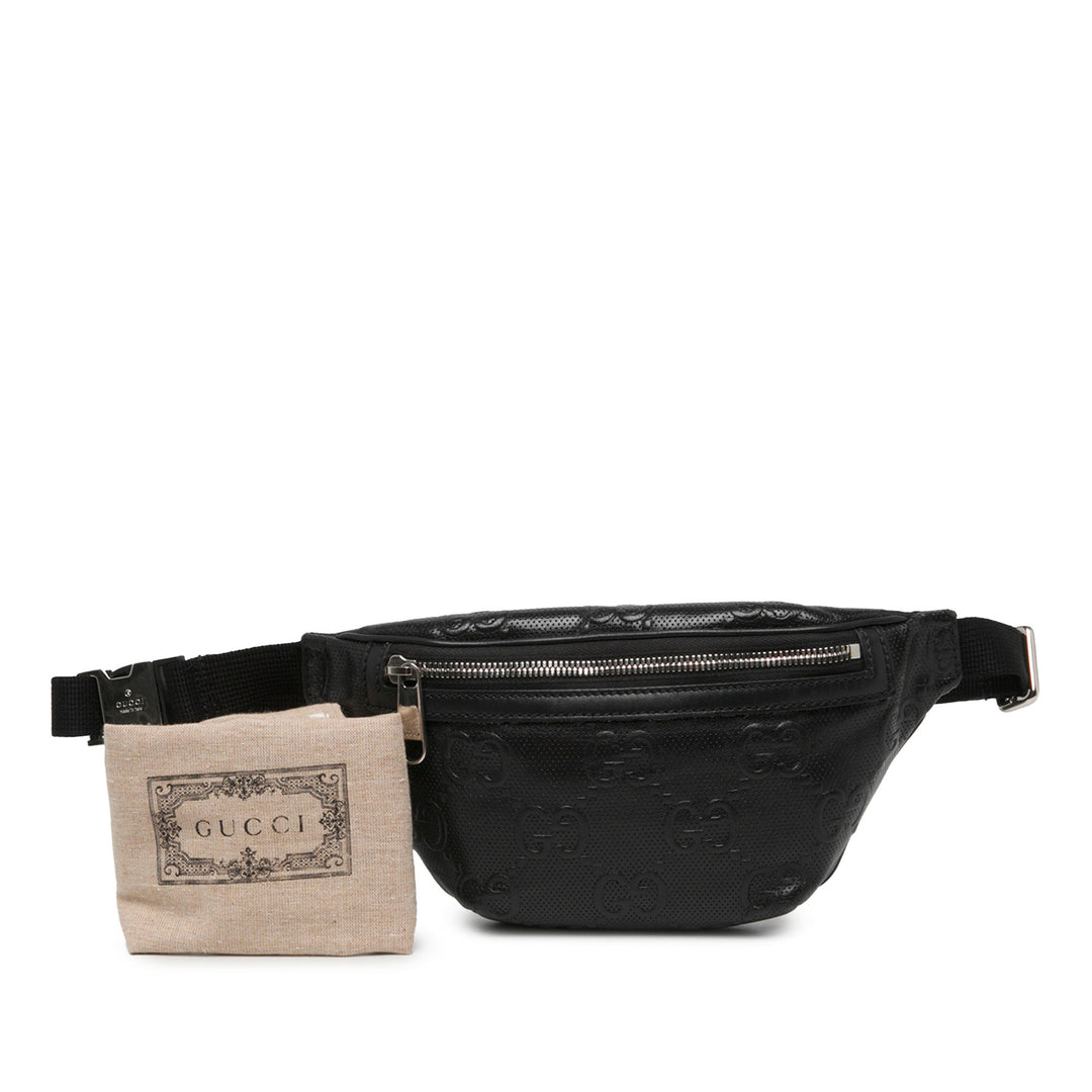 Gucci Ceinture GG embossé perforé Cuir de veau Noir – vue 6 – GABY PARIS