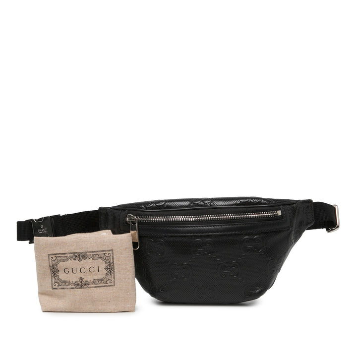 Gucci Ceinture GG embossé perforé Cuir de veau Noir – vue 6 – GABY PARIS