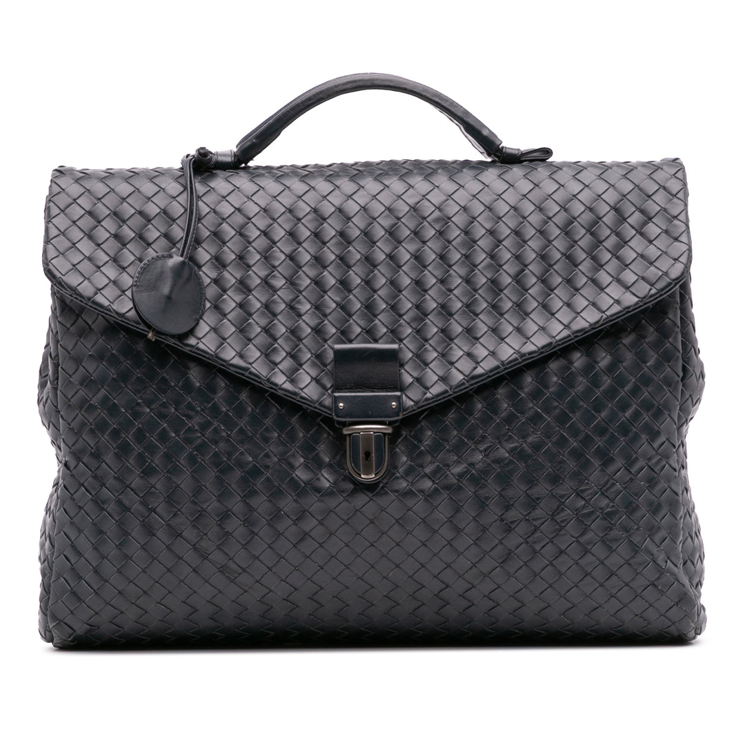Nappa Intrecciato Briefcase Blue - Gaby Paris