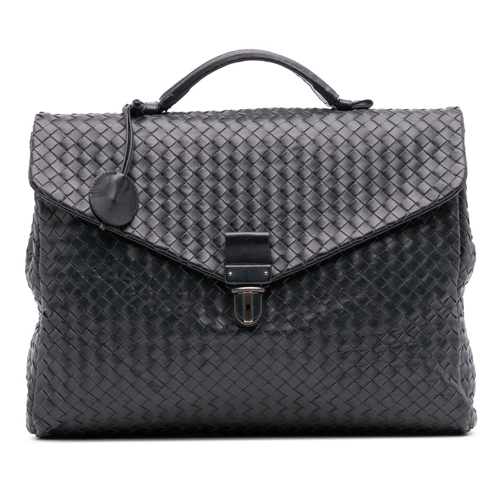 Nappa Intrecciato Briefcase Blue - Gaby Paris