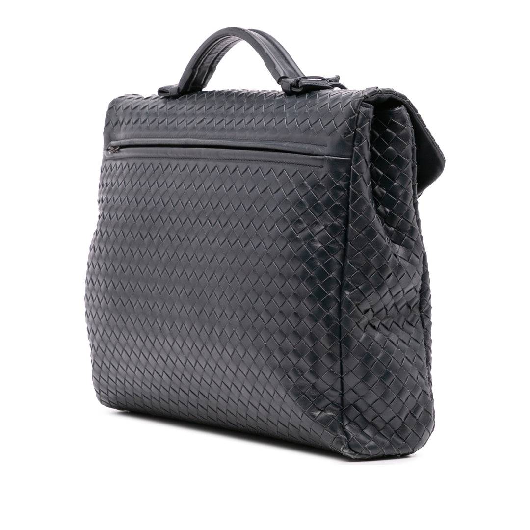 Nappa Intrecciato Briefcase Blue - Gaby Paris