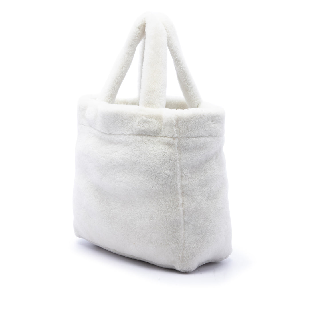 Prada Cabas Shearling Logo Matière naturelle Blanc – vue 2 – GABY PARIS