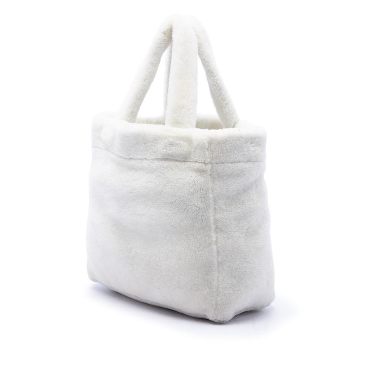 Prada Cabas Shearling Logo Matière naturelle Blanc – vue 2 – GABY PARIS