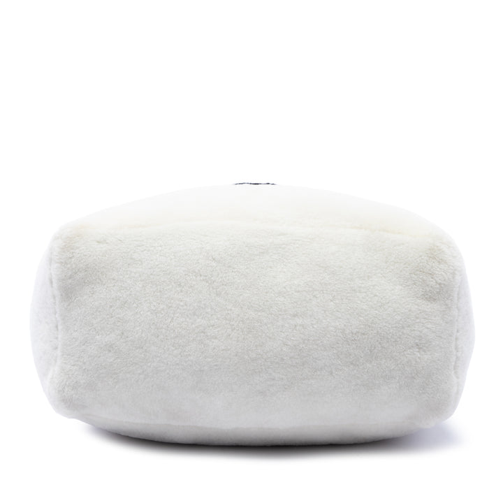 Prada Cabas Shearling Logo Matière naturelle Blanc – vue 3 – GABY PARIS