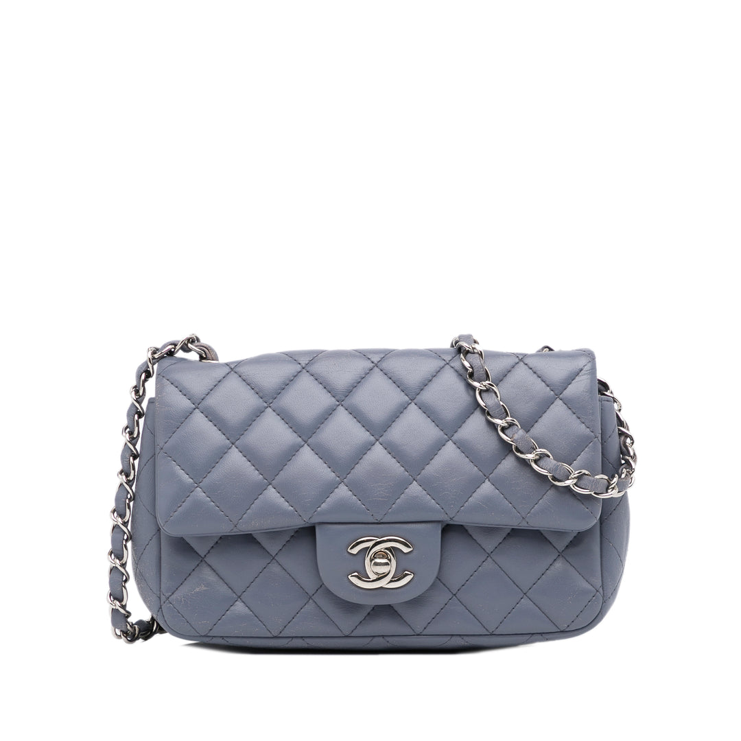 Mini Classic Lambskin Rectangular Single Flap Gray - Gaby Paris