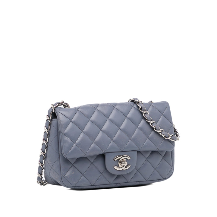 Mini Classic Lambskin Rectangular Single Flap Gray - Gaby Paris