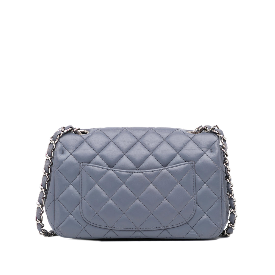 Mini Classic Lambskin Rectangular Single Flap Gray - Gaby Paris