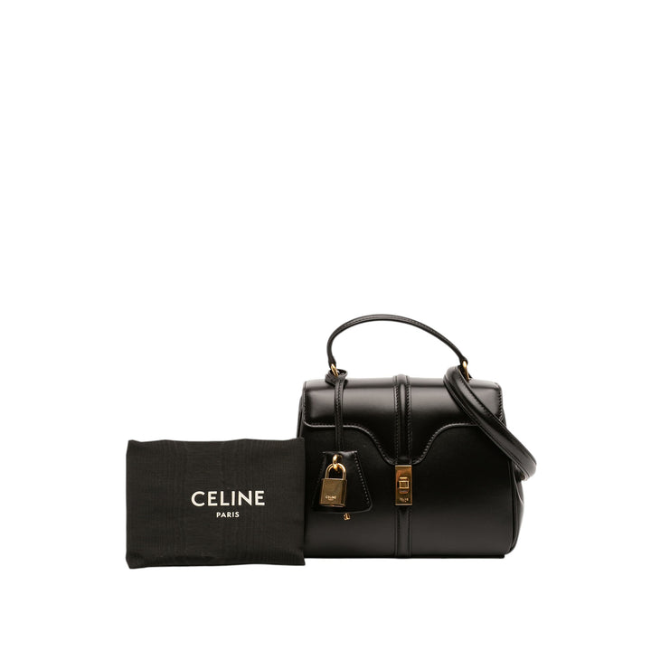 Celine Sac à main 16 à Mini Cuir de veau lisse Noir – vue 7 – GABY PARIS