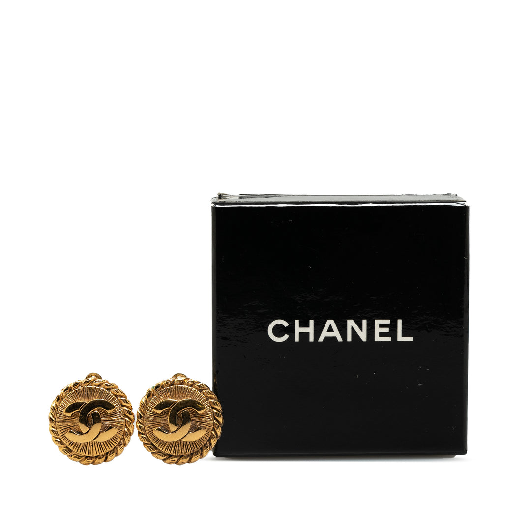 Chanel Gold Plated CC Clip On Earrings Gold - GABY PARIS