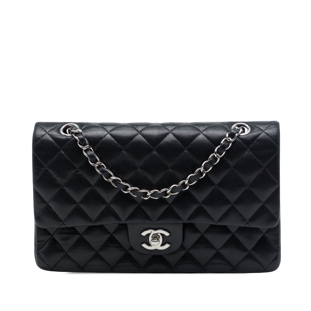 Classic Double rabat Moyen Cuir d'agneau Noir