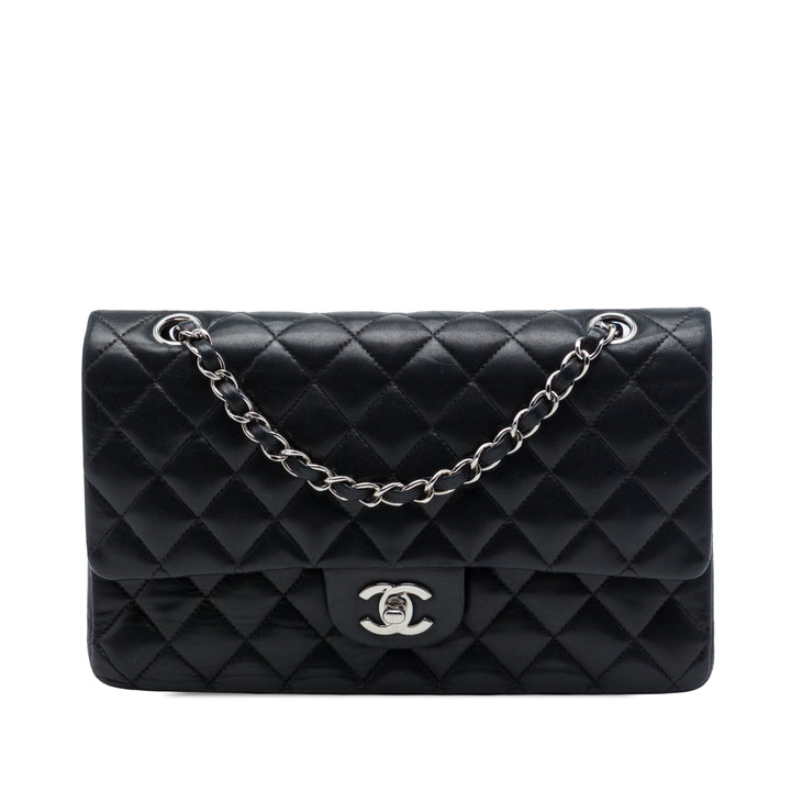 Classic Double rabat Moyen Cuir d'agneau Noir