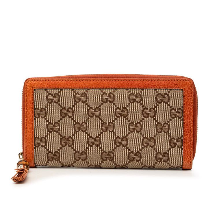 Gucci GG Toile Bamboo Pompon Portefeuille long zippé