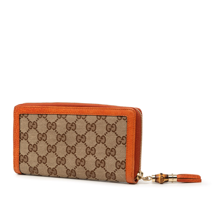 Gucci GG Toile Bamboo Pompon Portefeuille long zippé