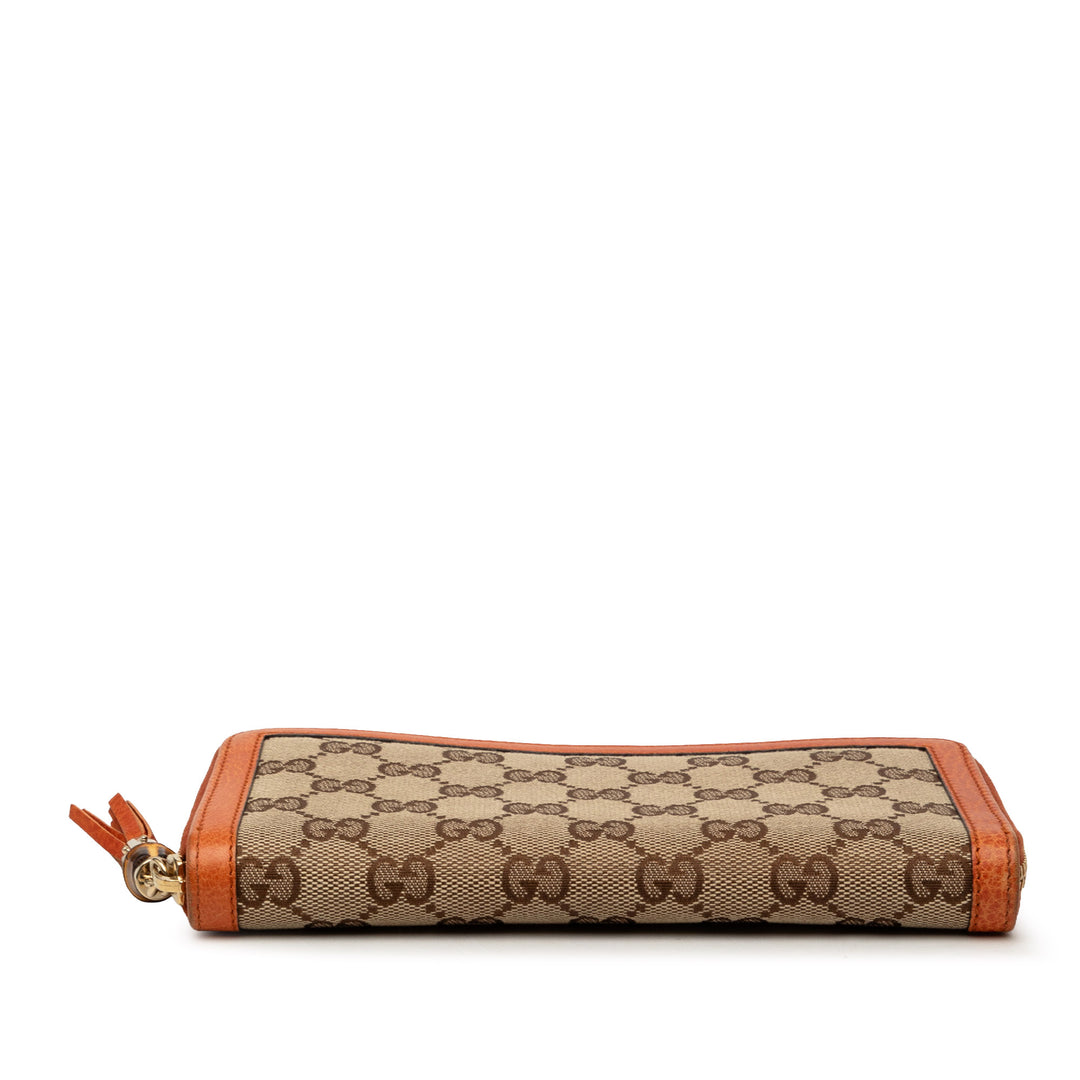 Gucci GG Toile Bamboo Pompon Portefeuille long zippé