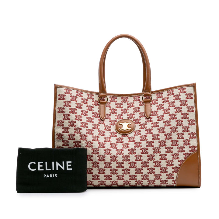 Triomphe Embroidered Canvas Horizontal Cabas Brown - Gaby Paris