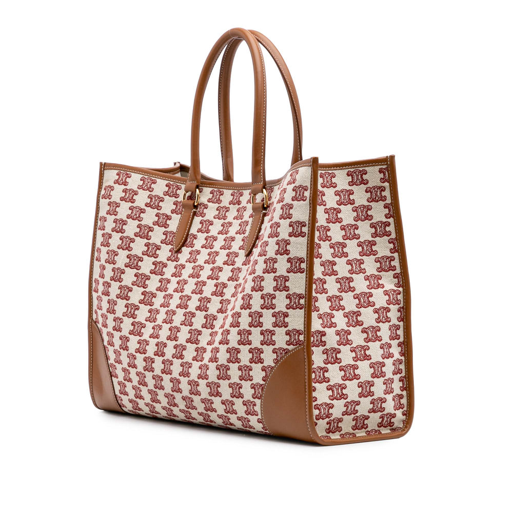 Triomphe Embroidered Canvas Horizontal Cabas Brown - Gaby Paris