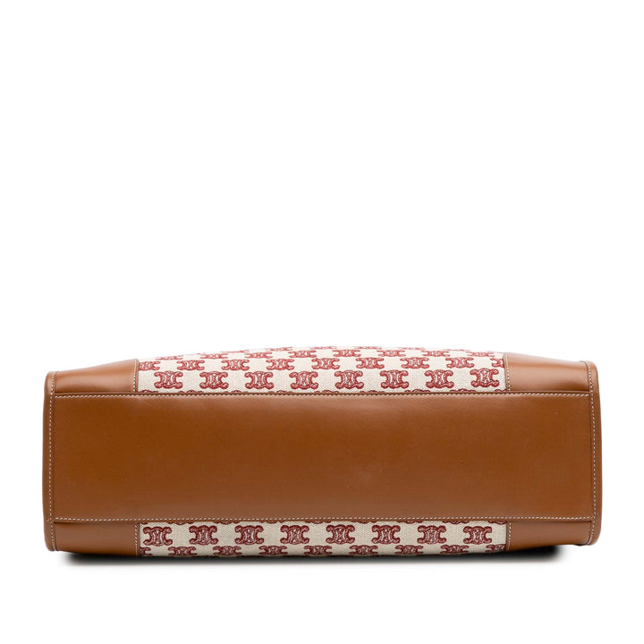 Triomphe Embroidered Canvas Horizontal Cabas Brown - Gaby Paris