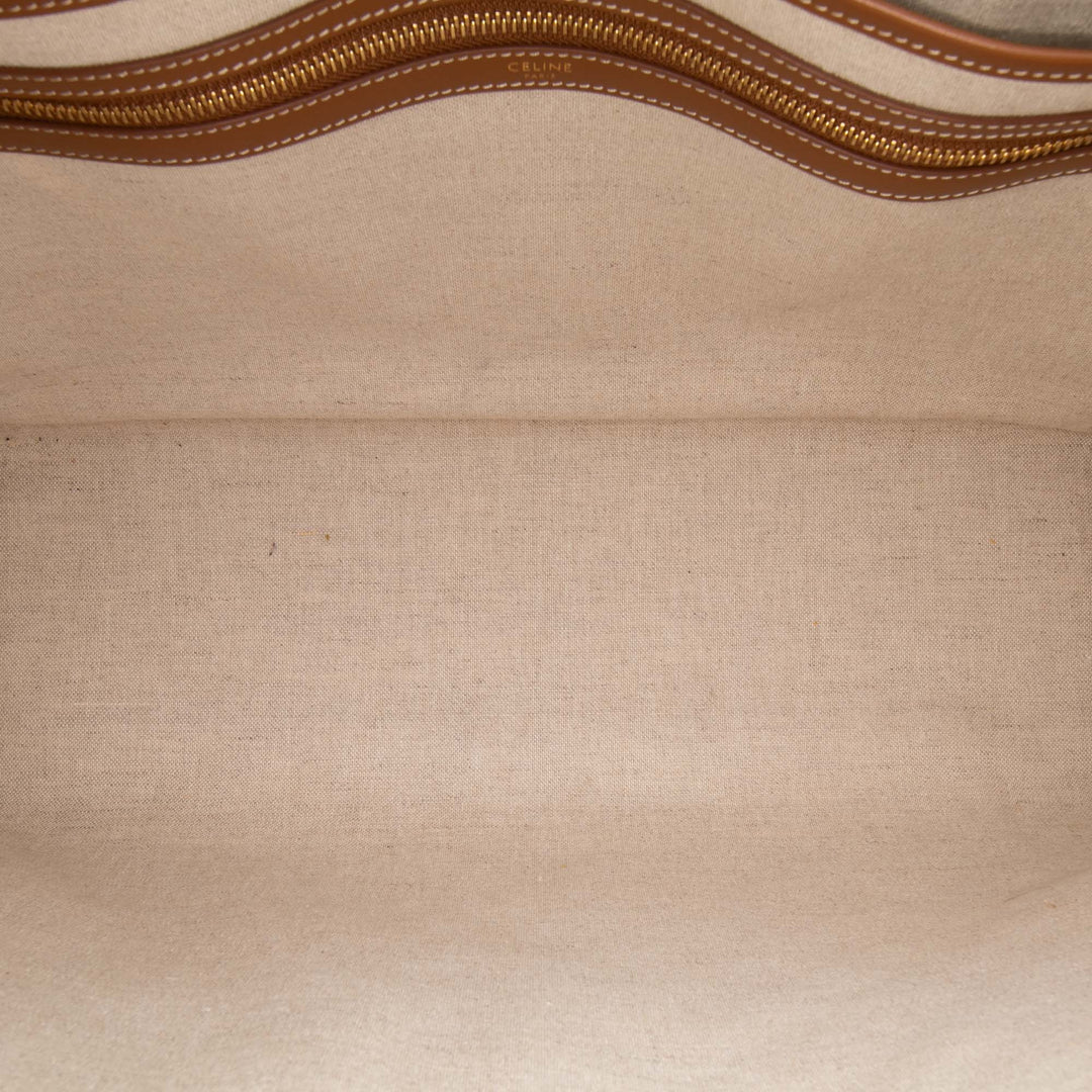 Triomphe Embroidered Canvas Horizontal Cabas Brown - Gaby Paris