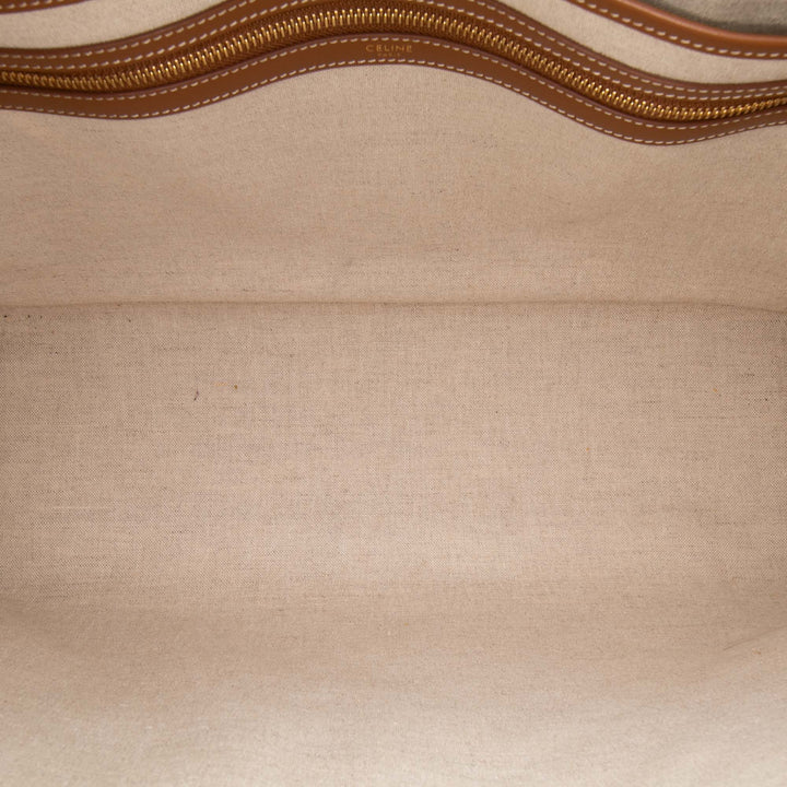Triomphe Embroidered Canvas Horizontal Cabas Brown - Gaby Paris