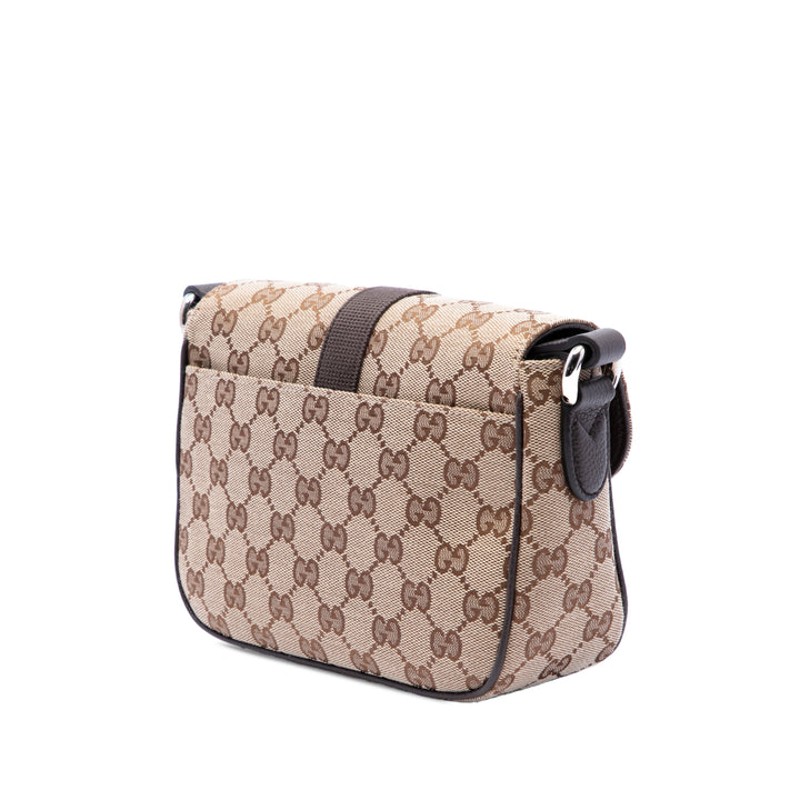 Gucci GG Toile Web Buckle à rabat Sac porté croisé
