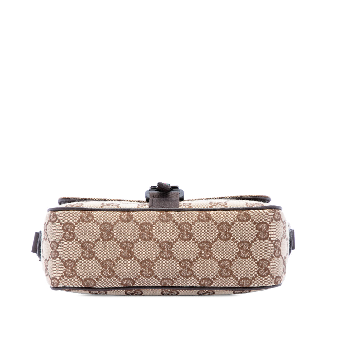 Gucci GG Toile Web Buckle à rabat Sac porté croisé