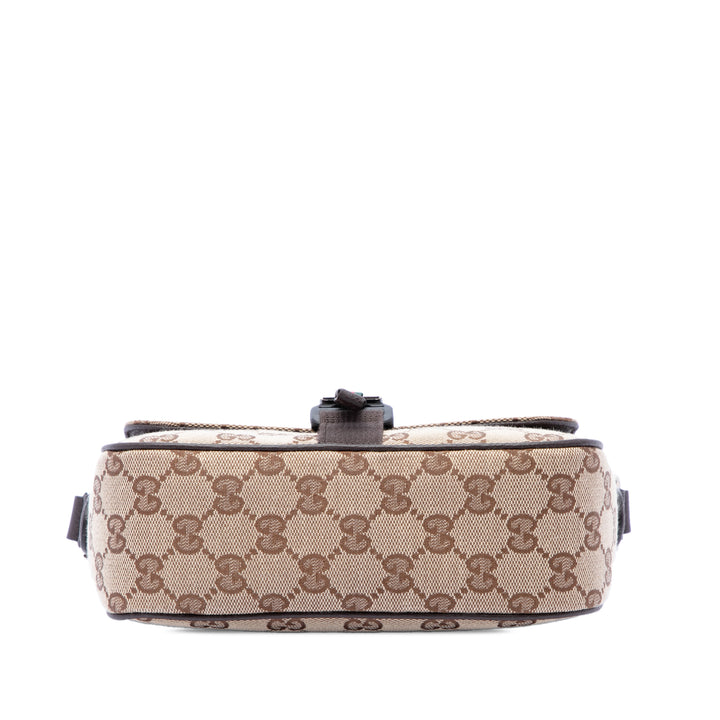 Gucci GG Toile Web Buckle à rabat Sac porté croisé