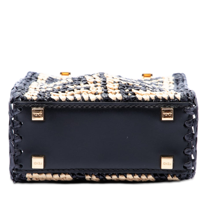 Fendi Mini Zucca Raffia Sunshine Shopper Cabas