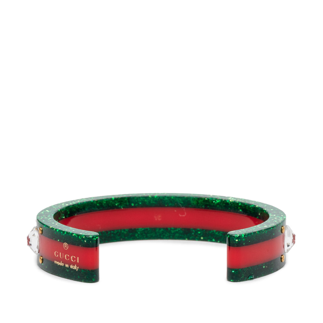 Resin et Strass Web Bee Cuff Bracelet Vert