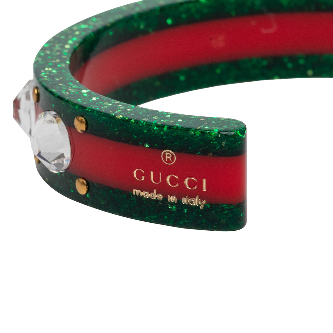 Resin et Strass Web Bee Cuff Bracelet Vert