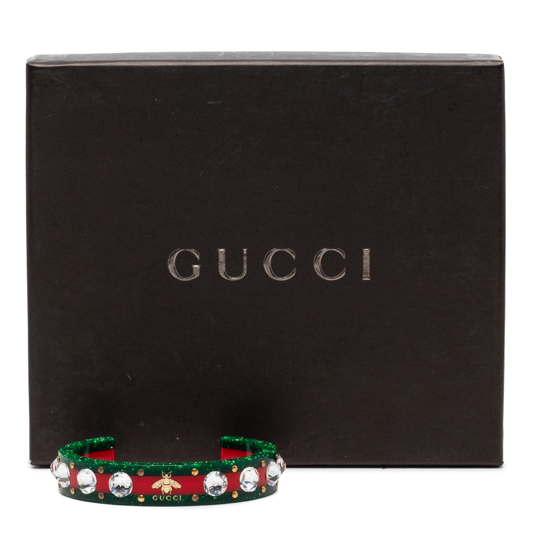 Resin et Strass Web Bee Cuff Bracelet Vert