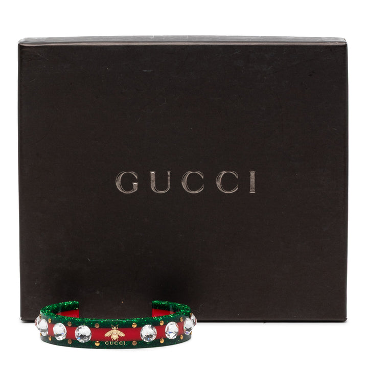 Resin et Strass Web Bee Cuff Bracelet Vert