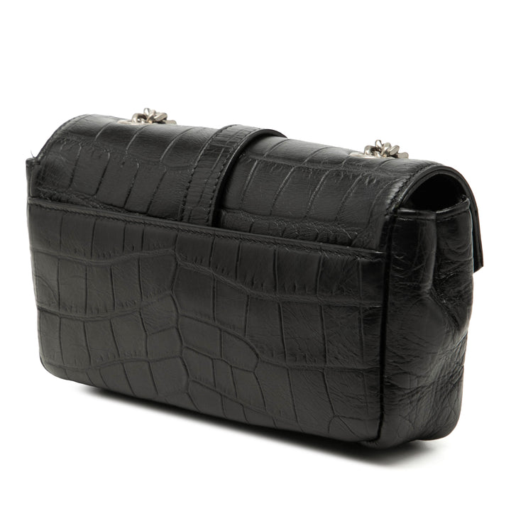 Saint Laurent Baby Croc embossé Cuir de veau Classic Monogram Sac à chaîne
