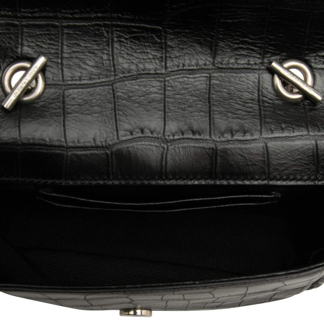 Saint Laurent Baby Croc embossé Cuir de veau Classic Monogram Sac à chaîne