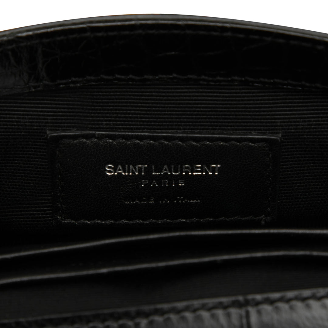 Saint Laurent Baby Croc embossé Cuir de veau Classic Monogram Sac à chaîne