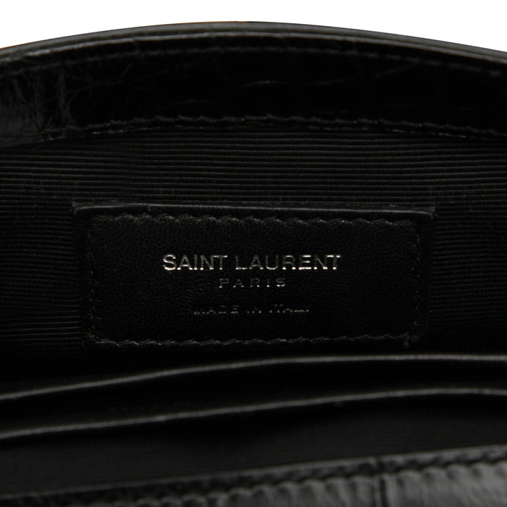 Saint Laurent Baby Croc embossé Cuir de veau Classic Monogram Sac à chaîne