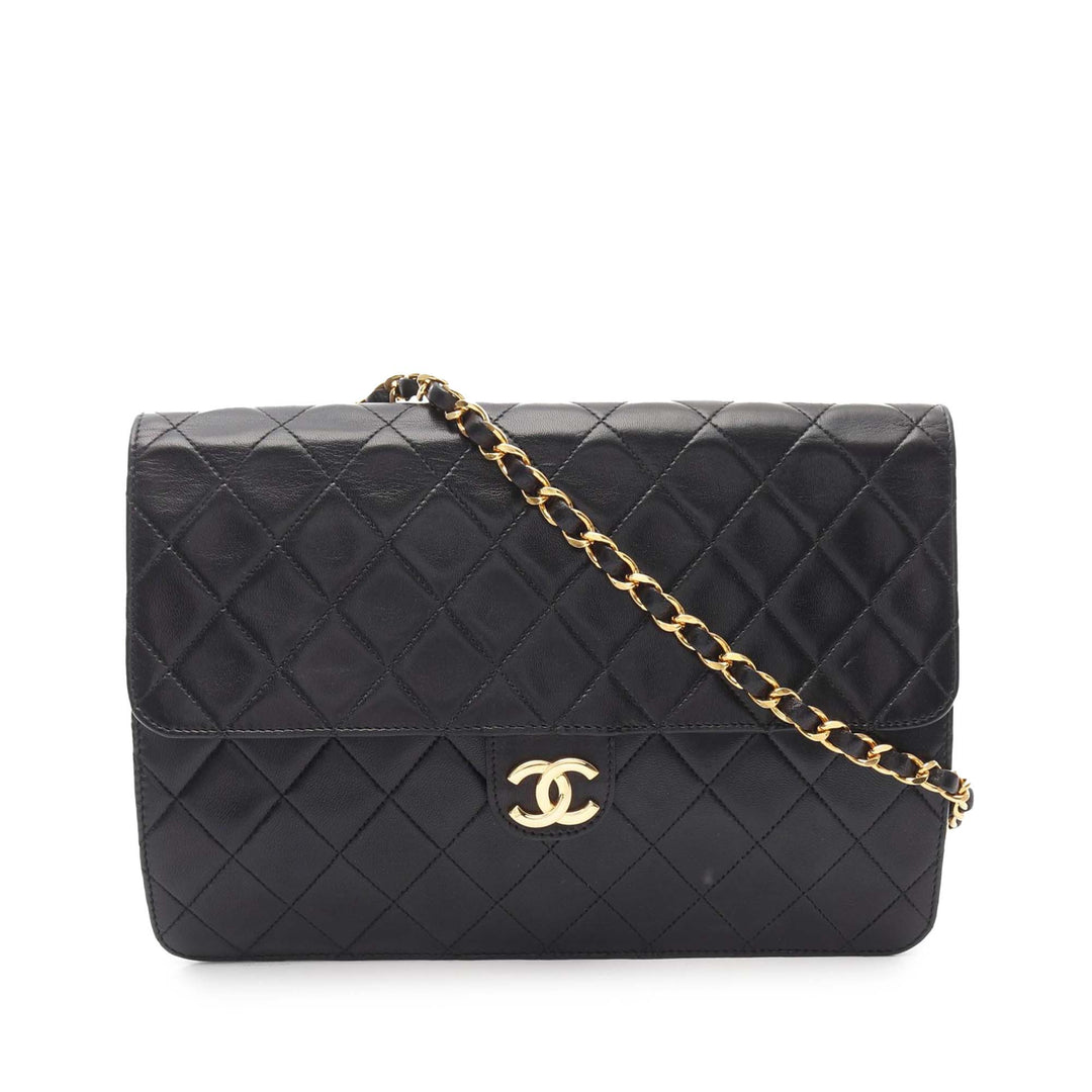 CC Quilted Lambskin Single Flap Black - Gaby Paris