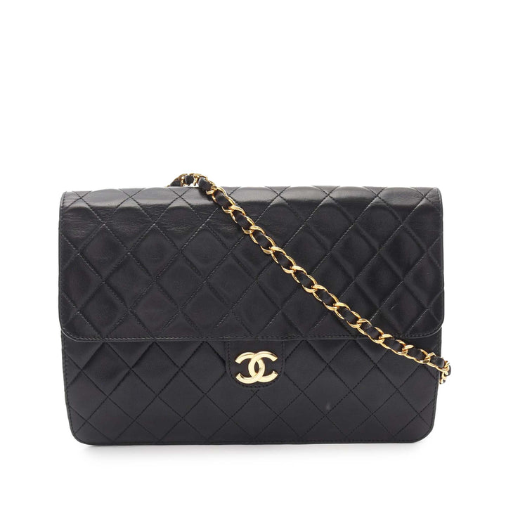 CC Quilted Lambskin Single Flap Black - Gaby Paris
