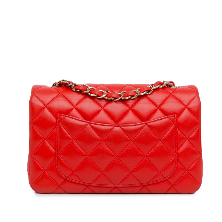 Mini Rectangular Classic Lambskin Single Flap Orange - Gaby Paris